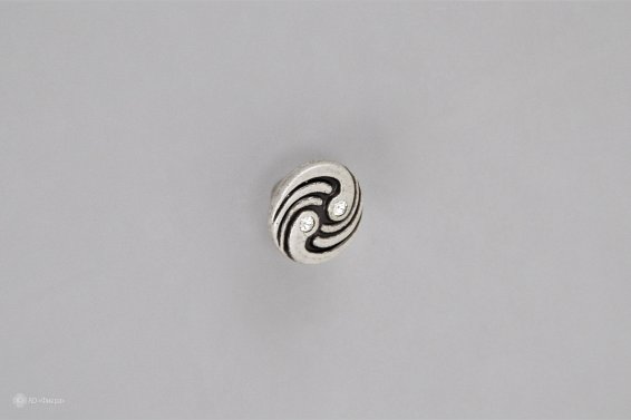 WPO726 мебельная ручка-кнопка состаренное серебро и кристаллы Swarovski