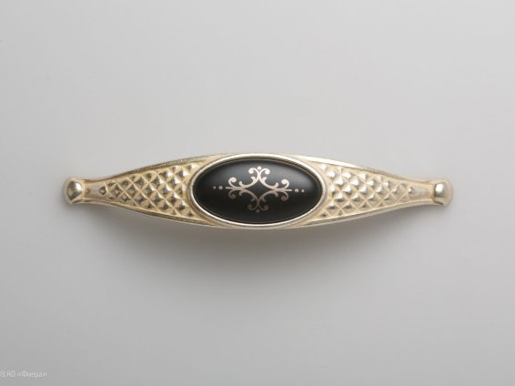 Grace мебельная ручка-скоба 128 мм восточное серебро и черная керамика с платиновым рисунком Армония