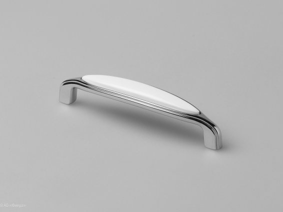 Cosmopolitan мебельная ручка-скоба 128 мм хром с белой керамической вставкой