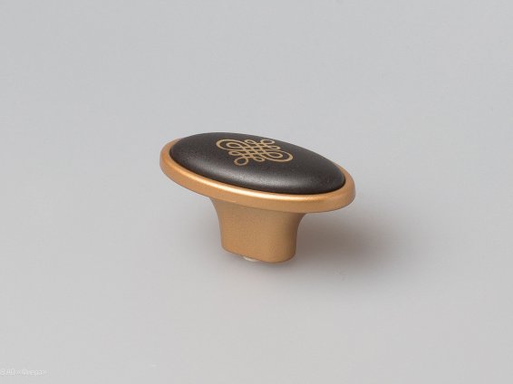 Grace ручка кнопка золото матовое и черная керамика с золотым орнаментом карильон