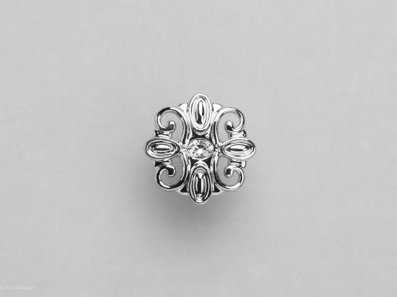WPO731 мебельная ручка-кнопка диаметр 36 мм полированный хром и кристаллы Swarovski